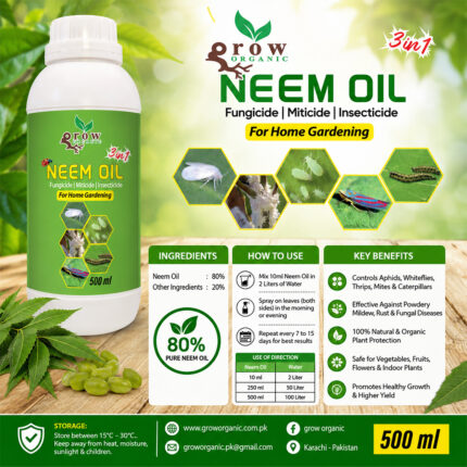 Natural Neem Oil 500ml Miticide for Indoor and Outdoor Plants